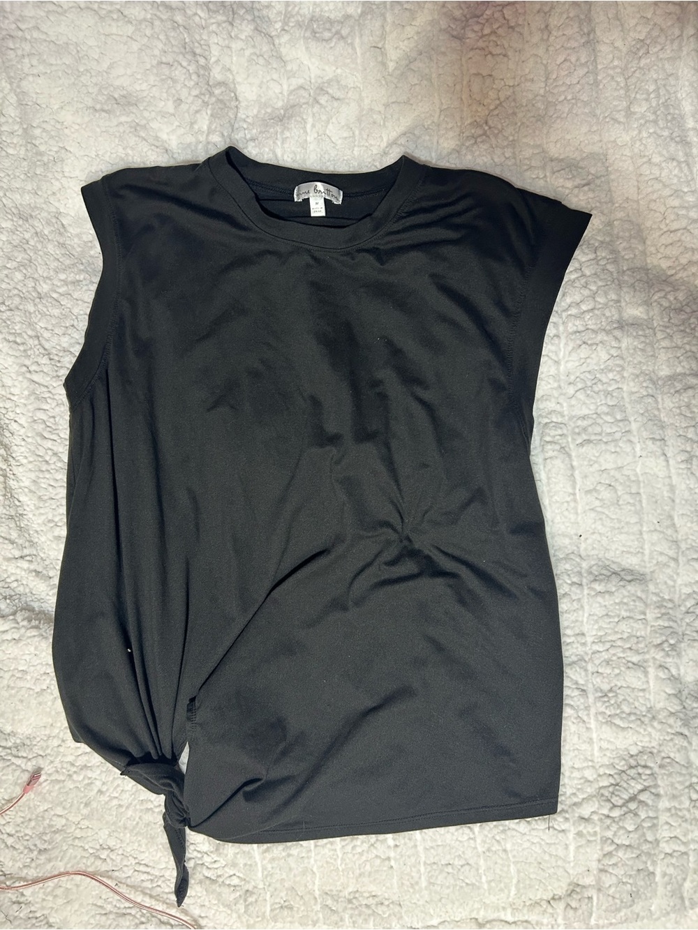 nine britton Black Sleeveless Tank with Side Knot